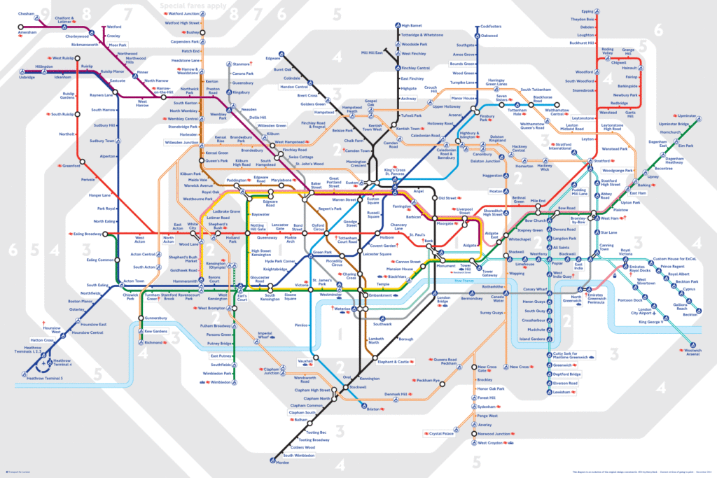 Mapa do transporte público de Londres